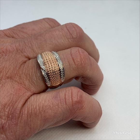 Champagne Dia Accent Ring in ION Plated 18K RG - Picture 8 of 9